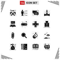 Set of 16 Modern UI Icons Symbols Signs for temperature plumber user pipe news update Editable Vector Design Elements