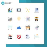 Set of 16 Modern UI Icons Symbols Signs for hands travel technology passport planets Editable Pack of Creative Vector Design Elements