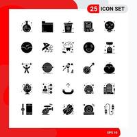 Pack of 25 creative Solid Glyphs of death design cooking report analytics Editable Vector Design Elements