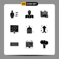 Set of 9 Modern UI Icons Symbols Signs for search glass building find drawing Editable Vector Design Elements