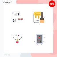 Pack of 4 creative Flat Icons of code amulet development dye marriage Editable Vector Design Elements