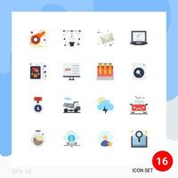 16 Flat Color concept for Websites Mobile and Apps music laptop mail imac monitor Editable Pack of Creative Vector Design Elements
