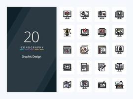 20 Graphic Design line Filled icon for presentation vector