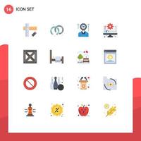 Modern Set of 16 Flat Colors Pictograph of wood logistic user gear coding Editable Pack of Creative Vector Design Elements