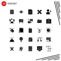 Pictogram Set of 25 Simple Solid Glyphs of aid document content complete gear Editable Vector Design Elements