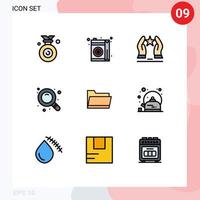 Set of 9 Modern UI Icons Symbols Signs for open find built research star Editable Vector Design Elements