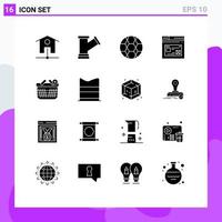 Set of 16 Vector Solid Glyphs on Grid for ecommerce design football website page Editable Vector Design Elements