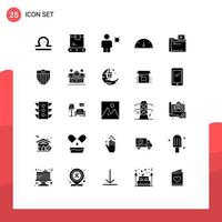 25 sólido glifo concepto para sitios web móvil y aplicaciones película actuación alarma calibre Temporizador editable vector diseño elementos