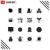 User Interface Pack of 16 Basic Solid Glyphs of loucked wheat straw fencing straw sport Editable Vector Design Elements