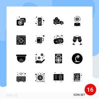 Universal Icon Symbols Group of 16 Modern Solid Glyphs of business modern delivery management business Editable Vector Design Elements