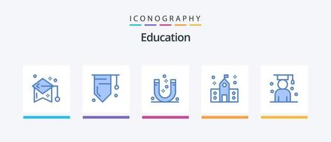 Education Blue 5 Icon Pack Including preparatory. college. success. building. magnetic. Creative Icons Design vector
