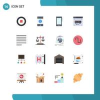 16 Creative Icons Modern Signs and Symbols of text align smart phone front end development code Editable Pack of Creative Vector Design Elements