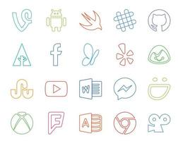 20 Social Media Icon Pack Including xbox messenger msn word youtube vector