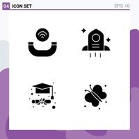 Set of 4 Modern UI Icons Symbols Signs for call butterfly astronomy degree spring Editable Vector Design Elements