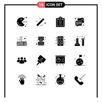 16 Universal Solid Glyphs Set for Web and Mobile Applications keyboard computer graphical message chat Editable Vector Design Elements