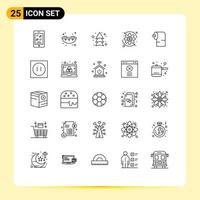 25 User Interface Line Pack of modern Signs and Symbols of appliances paper arrows cleaning money Editable Vector Design Elements