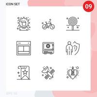 9 Thematic Vector Outlines and Editable Symbols of website site candy layout sweet Editable Vector Design Elements