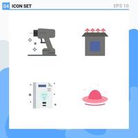 User Interface Pack of 4 Basic Flat Icons of construction management tool setup cap Editable Vector Design Elements