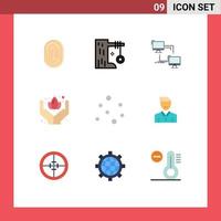 Set of 9 Modern UI Icons Symbols Signs for care computer summer sync lan Editable Vector Design Elements