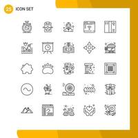 Mobile Interface Line Set of 25 Pictograms of package webpage avatar router internet Editable Vector Design Elements