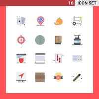 Group of 16 Modern Flat Colors Set for on interface food aim road Editable Pack of Creative Vector Design Elements