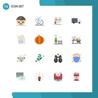 Set of 16 Modern UI Icons Symbols Signs for beer transport insurance logistics hand Editable Pack of Creative Vector Design Elements