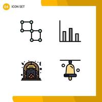 Stock Vector Icon Pack of 4 Line Signs and Symbols for bound fire space moderate place Editable Vector Design Elements