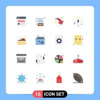 16 Universal Flat Color Signs Symbols of calendar party arrow night fireworks Editable Pack of Creative Vector Design Elements