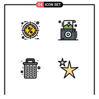 Pictogram Set of 4 Simple Filledline Flat Colors of discount basket percentage photo delete Editable Vector Design Elements