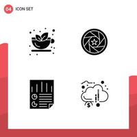 4 User Interface Solid Glyph Pack of modern Signs and Symbols of autumn data hot logo page Editable Vector Design Elements