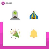 Set of 4 Modern UI Icons Symbols Signs for business celebration plant tent decoration Editable Vector Design Elements