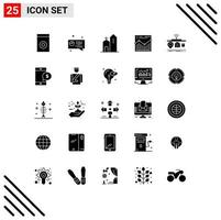 25 User Interface Solid Glyph Pack of modern Signs and Symbols of internet iot church report web Editable Vector Design Elements