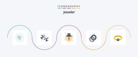 Jewellery Flat 5 Icon Pack Including jewel. bracelet. diamond. ring. diamond vector