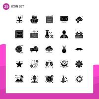 Stock Vector Icon Pack of 25 Line Signs and Symbols for global email vehicles mail purchase Editable Vector Design Elements