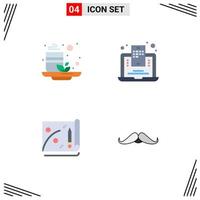 Modern Set of 4 Flat Icons and symbols such as cup file health blogging moustache Editable Vector Design Elements