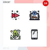 Set of 4 Modern UI Icons Symbols Signs for arrow camping area wifi smart phone Editable Vector Design Elements