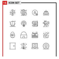 Set of 16 Modern UI Icons Symbols Signs for container mail secure inbox twitter Editable Vector Design Elements