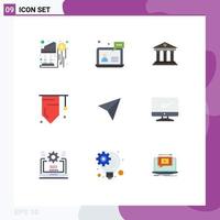 Group of 9 Modern Flat Colors Set for success education help badge building Editable Vector Design Elements