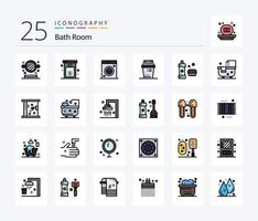 Bath Room 25 Line Filled icon pack including bath. junk. toilet. equipment. washing vector