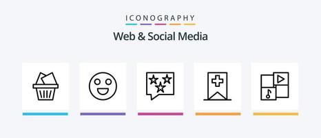 web y social medios de comunicación línea 5 5 icono paquete incluso más. video. conectar. medios de comunicación. música. creativo íconos diseño vector