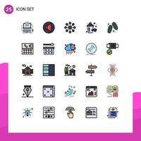 Universal Icon Symbols Group of 25 Modern Filled line Flat Colors of spa shoes database footwear nutrition supplement Editable Vector Design Elements