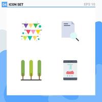 User Interface Pack of 4 Basic Flat Icons of festival tree search document mobile app store Editable Vector Design Elements