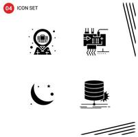 Pack of 4 Modern Solid Glyphs Signs and Symbols for Web Print Media such as bag crescent case electronics moon Editable Vector Design Elements