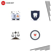 Pictogram Set of 4 Simple Flat Icons of oil judge insurance tooth law Editable Vector Design Elements