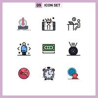 Modern Set of 9 Filledline Flat Colors and symbols such as decision business shopping staff office Editable Vector Design Elements