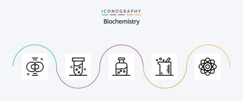 bioquímica línea 5 5 icono paquete incluso átomo. biología. bioquímica. bioquímica. botella vector