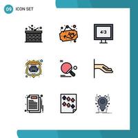 9 User Interface Filledline Flat Color Pack of modern Signs and Symbols of ping pong sport aspect ratio racket robot database Editable Vector Design Elements