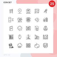 25 User Interface Line Pack of modern Signs and Symbols of keys drawer social cupboard smoke Editable Vector Design Elements