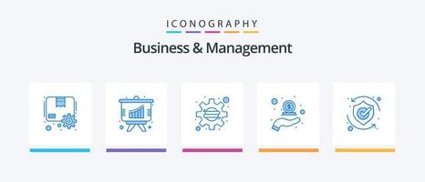 Business And Management Blue 5 Icon Pack Including safety. money. company. in. cash back. Creative Icons Design vector