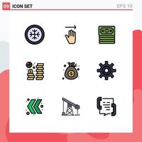 9 Creative Icons Modern Signs and Symbols of dollar bag dollar saving dollar Editable Vector Design Elements